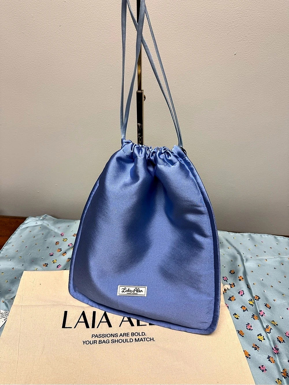Laia Alen Bolsito Clara Sky Blue Drawstring Shoulder Bag